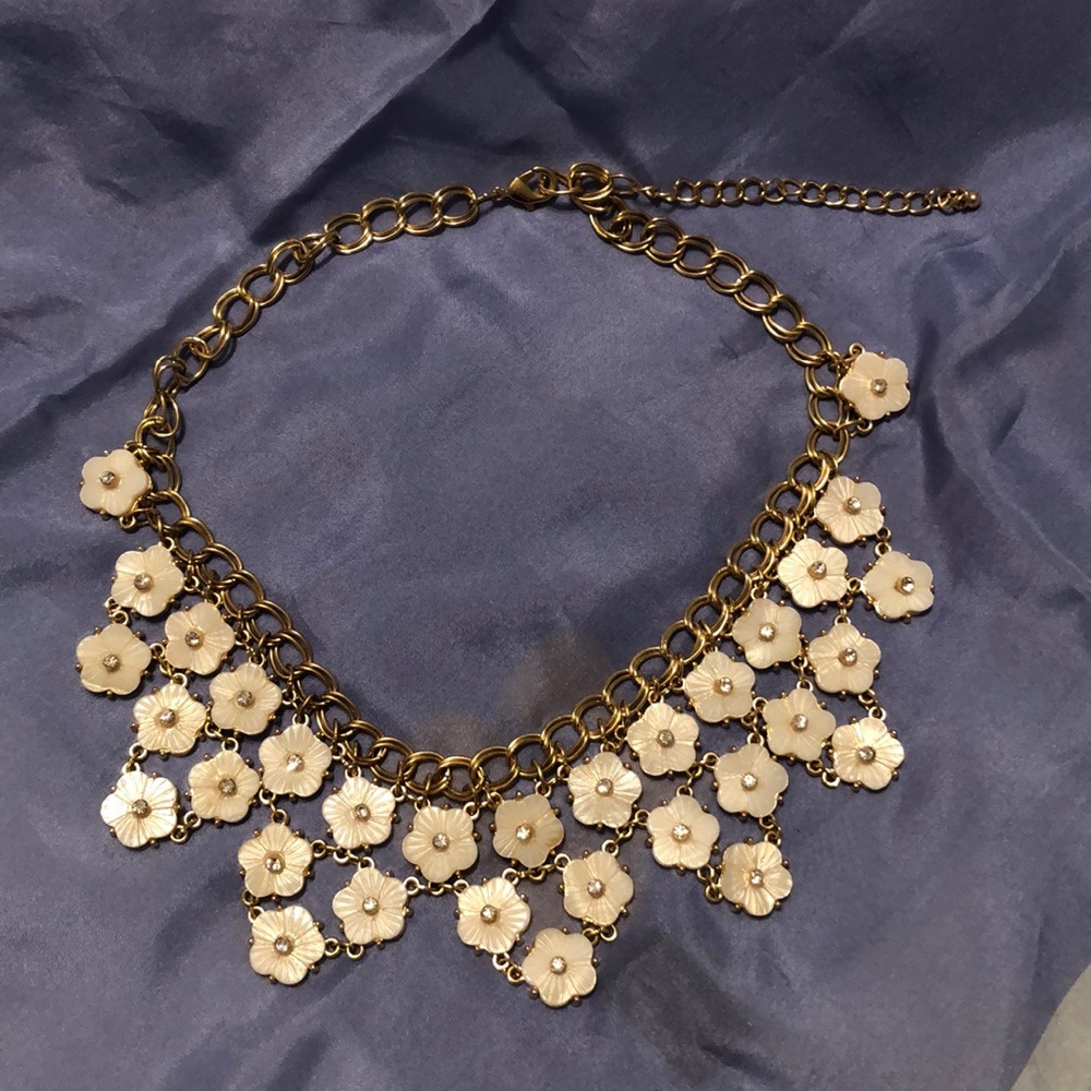 White Flower Statement Necklace